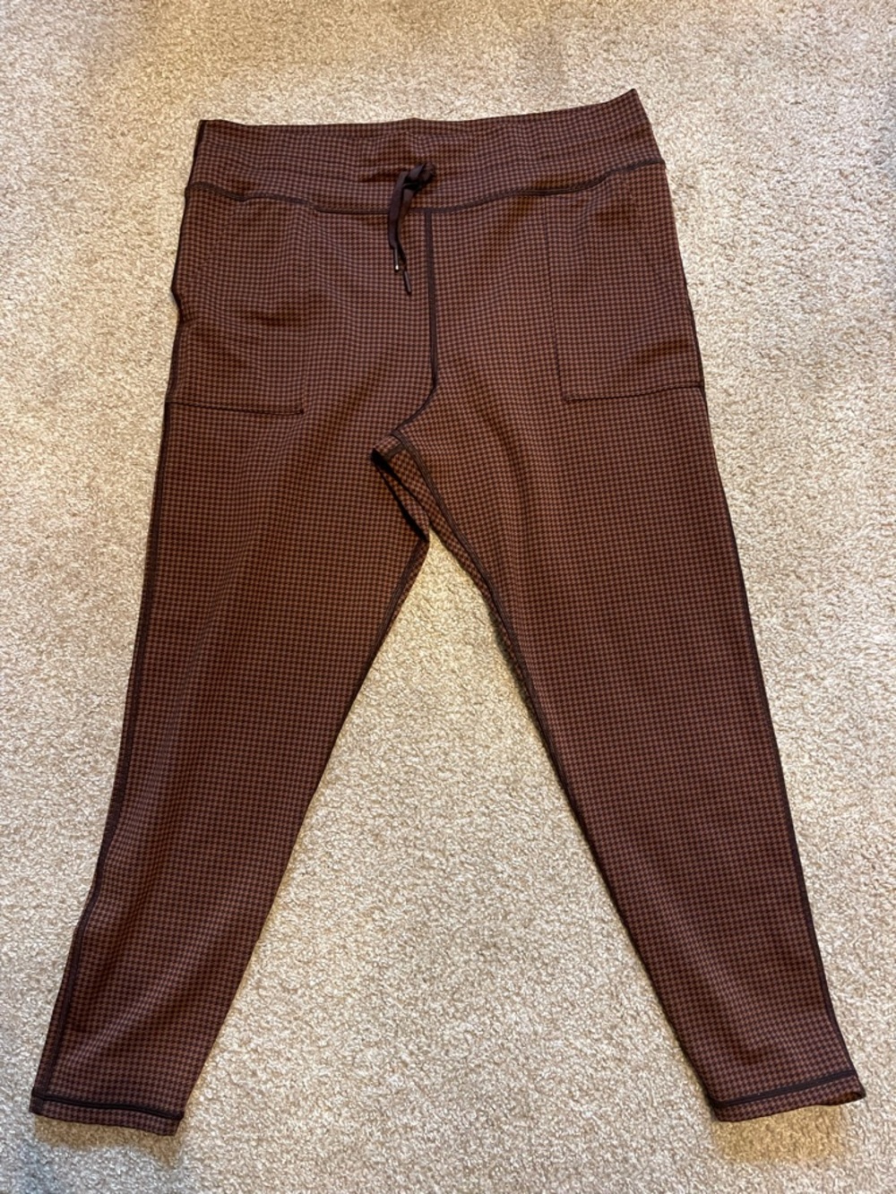 Women’s aerie legging Brown Check Pull-On Pants with Drawstring